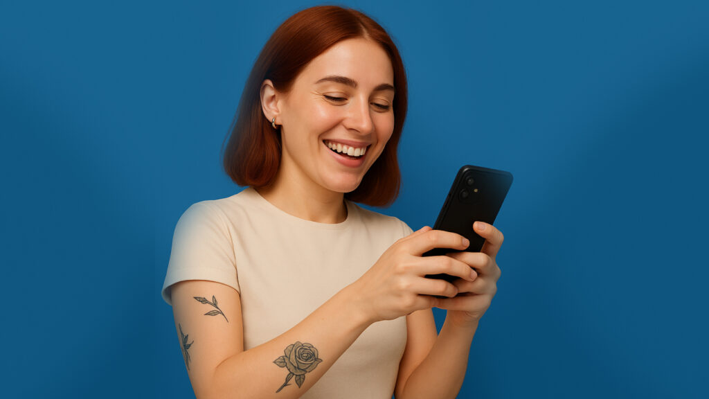 woman looking at phone