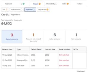 A screen shot of the Decision Engine showing payments