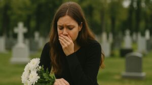 woman at graveside